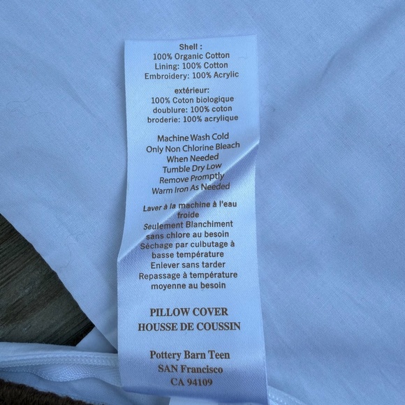 PB Teen Brown Polka‎ Dot Crewel Pillow Covers 16 x 16 - Picture 4 of 6